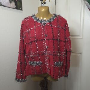 Vtg Design Options Philip & Jane Gordon Sweater Red 17% Wool sz Lg